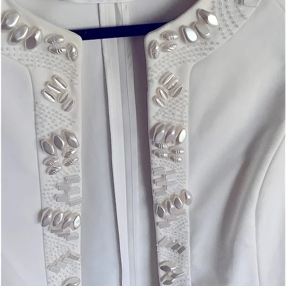 NWT Peck & Peck Chanel Jacket Ivory Beaded Trim Ladies Sz 4 Ivory Evening Jacket